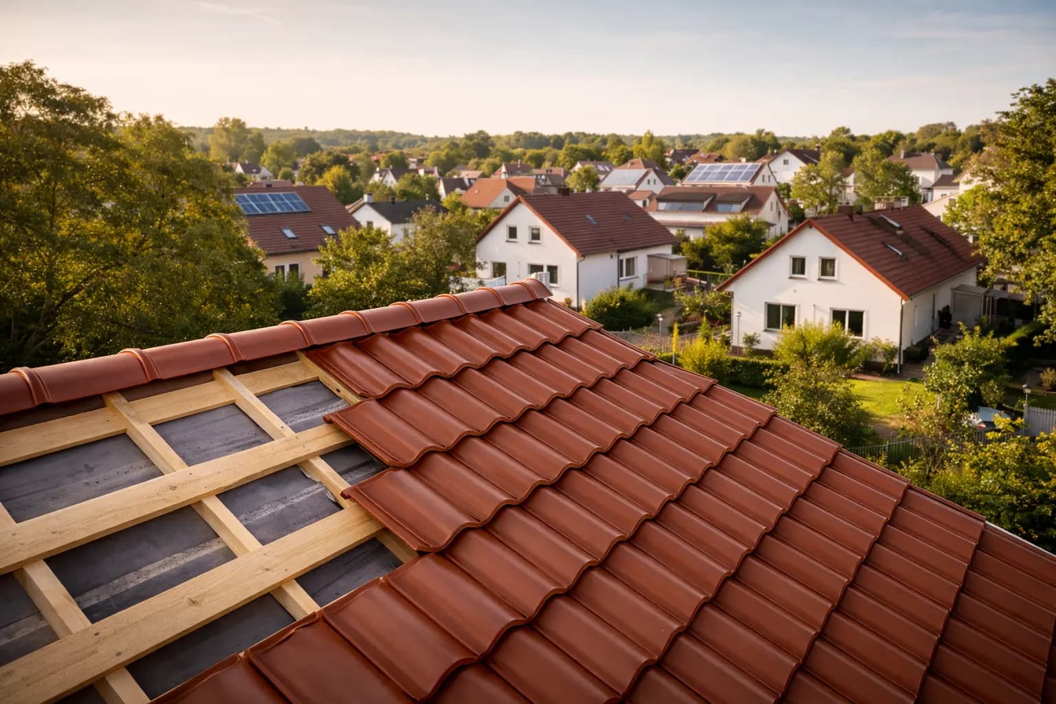 Roofing project on a home in England